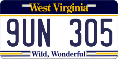 WV license plate 9UN305