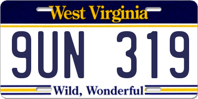 WV license plate 9UN319