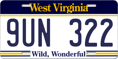 WV license plate 9UN322