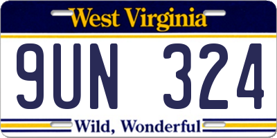 WV license plate 9UN324