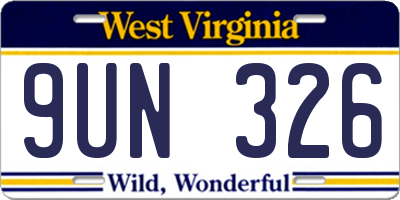 WV license plate 9UN326