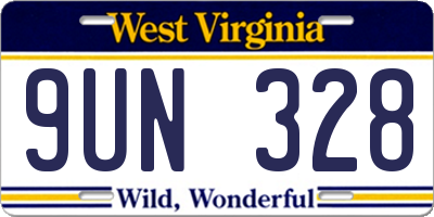 WV license plate 9UN328