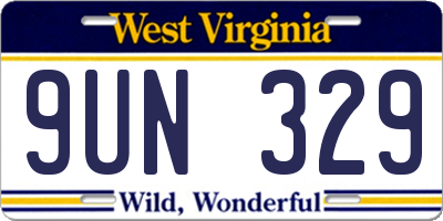 WV license plate 9UN329