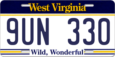 WV license plate 9UN330