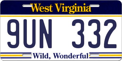 WV license plate 9UN332