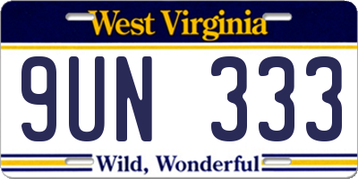 WV license plate 9UN333