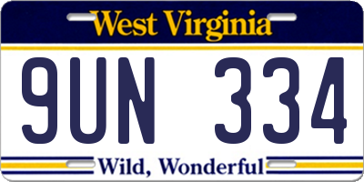 WV license plate 9UN334