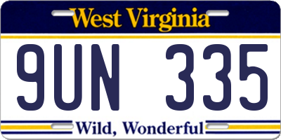 WV license plate 9UN335