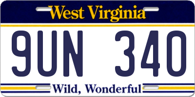 WV license plate 9UN340