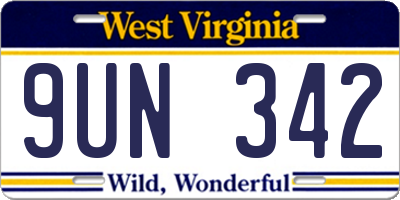 WV license plate 9UN342