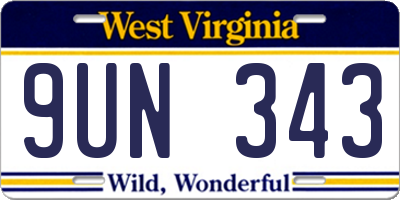 WV license plate 9UN343