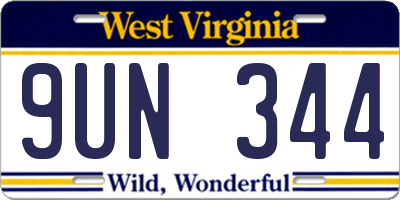 WV license plate 9UN344