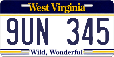 WV license plate 9UN345