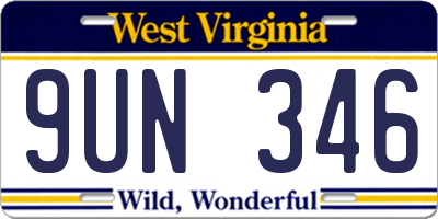 WV license plate 9UN346