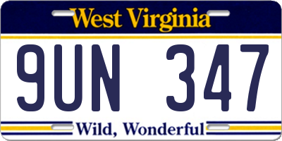 WV license plate 9UN347