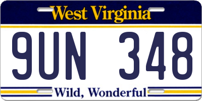 WV license plate 9UN348