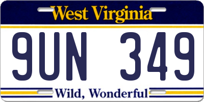 WV license plate 9UN349