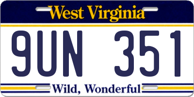 WV license plate 9UN351