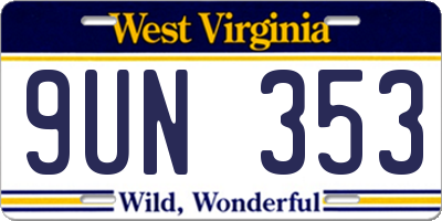 WV license plate 9UN353