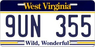 WV license plate 9UN355