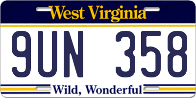 WV license plate 9UN358
