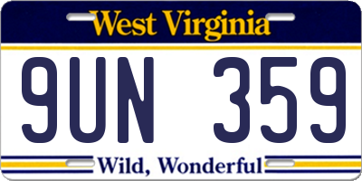 WV license plate 9UN359