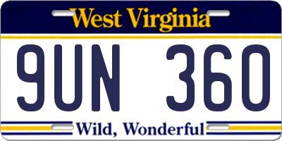 WV license plate 9UN360