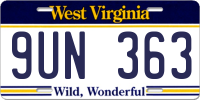 WV license plate 9UN363