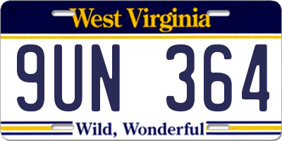 WV license plate 9UN364