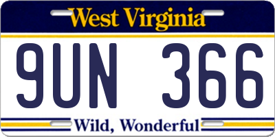 WV license plate 9UN366