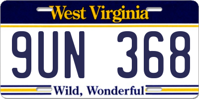 WV license plate 9UN368