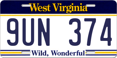 WV license plate 9UN374