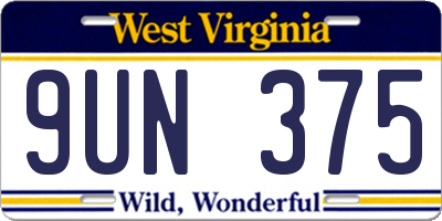 WV license plate 9UN375