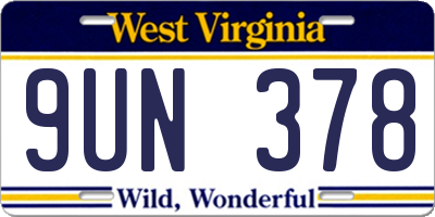 WV license plate 9UN378