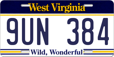 WV license plate 9UN384