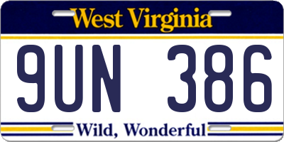 WV license plate 9UN386