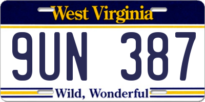 WV license plate 9UN387
