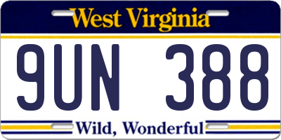 WV license plate 9UN388