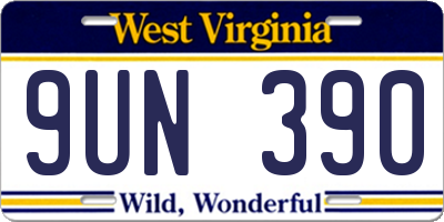 WV license plate 9UN390