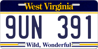 WV license plate 9UN391
