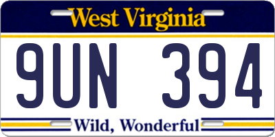 WV license plate 9UN394
