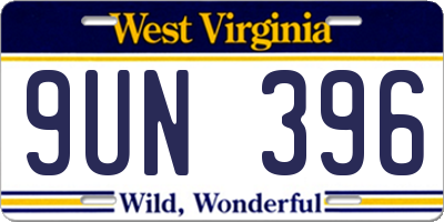WV license plate 9UN396