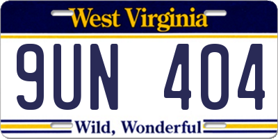 WV license plate 9UN404