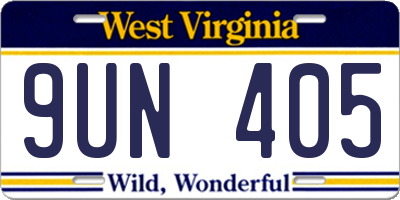 WV license plate 9UN405