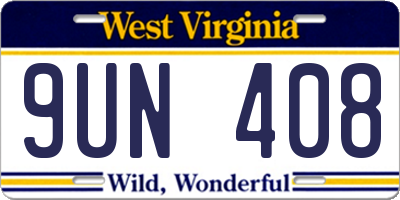 WV license plate 9UN408