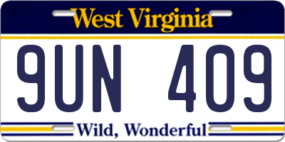 WV license plate 9UN409
