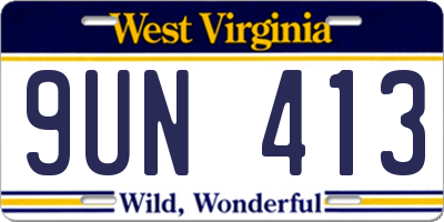 WV license plate 9UN413
