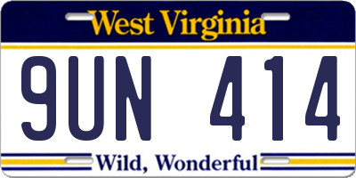 WV license plate 9UN414
