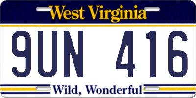 WV license plate 9UN416