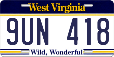 WV license plate 9UN418